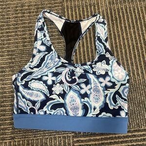 NEW LuLaRoe Rise Blue and Black Paisley Sports Bra Sz Small